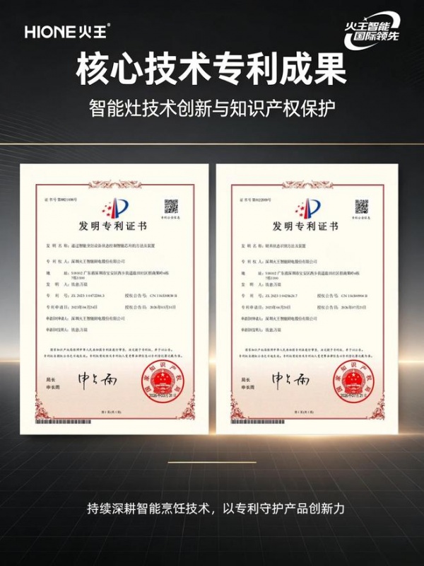 喜讯!火王智能灶再获两项发明专利
